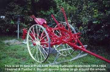 1914 IH New No. 4 Pivot Axle Riding Cultivator 
