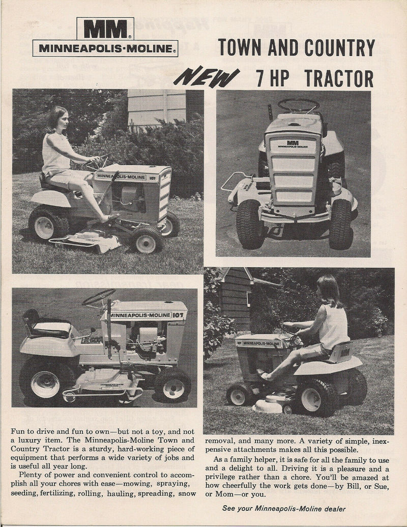 Moline 107 1968 Lawn Tractor - 8/68 garden tractor brochure page 1