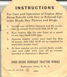 John Deere - Piston Instructions