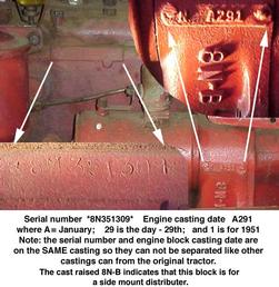 Ford 8N - Serial Number/Casting Date Locations