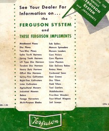 1957 Ferguson TO-35 Operators Manual (Back Cover)